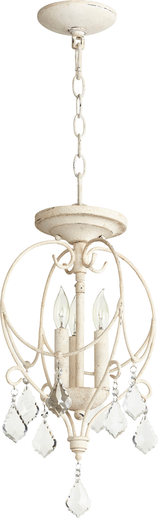 Ariel 10.5-in Semi-Flush Mount Ceiling Light in Persian White – 3-Light Candelabra Fixture with Crystal Accents