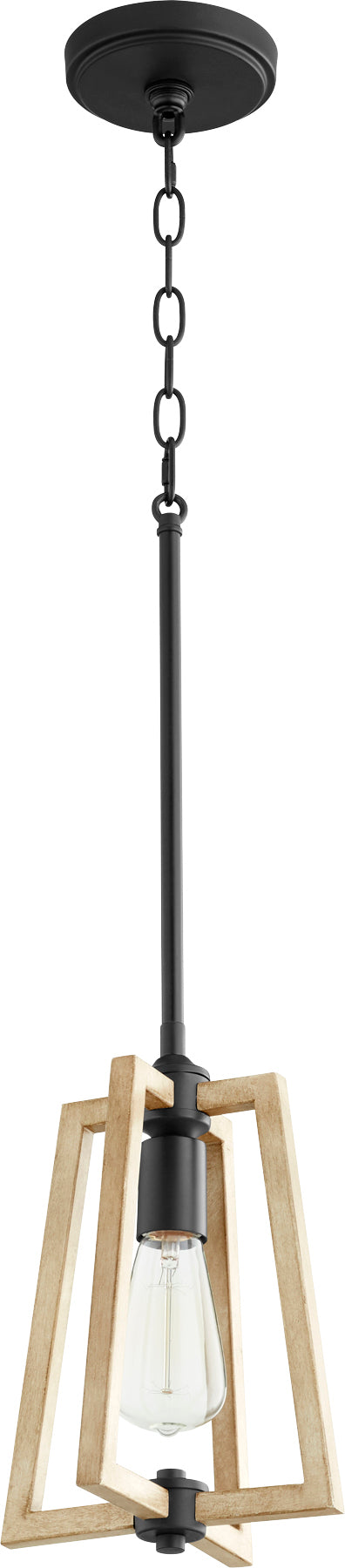 Alpine Black Pendant Light with Driftwood Finish – Modern Farmhouse Hanging Ceiling Fixture