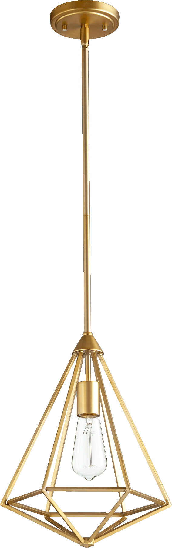 Bennett Aged Brass Transitional Pendant Light – 1-Light Medium Base, Art Deco Style