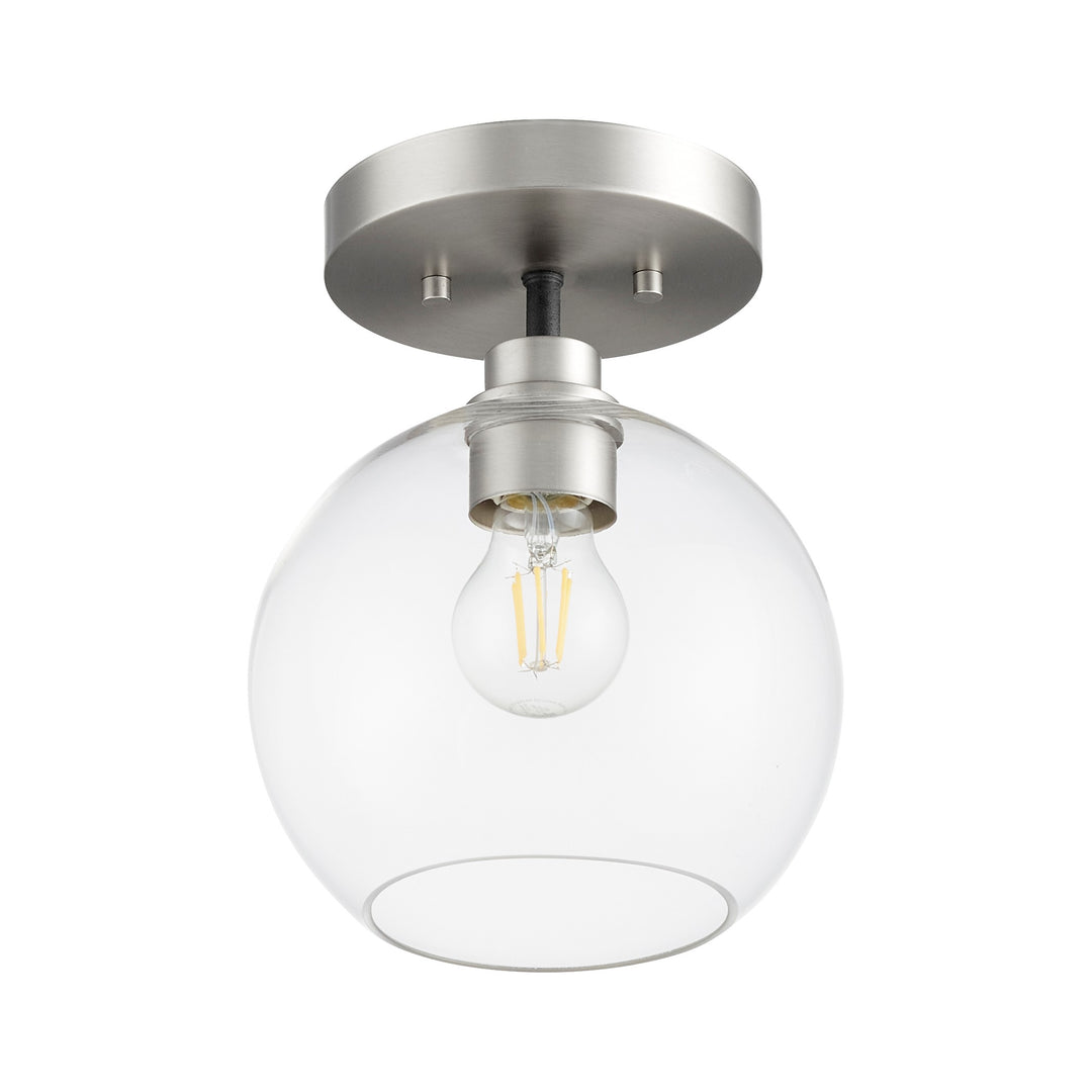 Clarion 1-Light Ceiling Mount Fixture – Black and Satin Nickel with Clear Glass Shade, 60W Medium Base