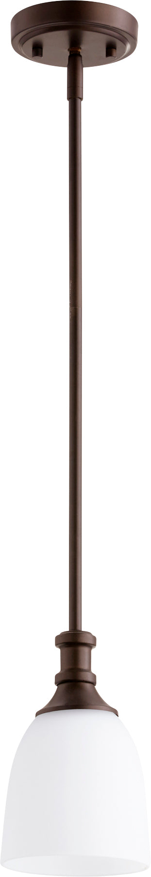 Richmond Oiled Bronze Transitional Mini Pendant Light with Curved Glass Shade
