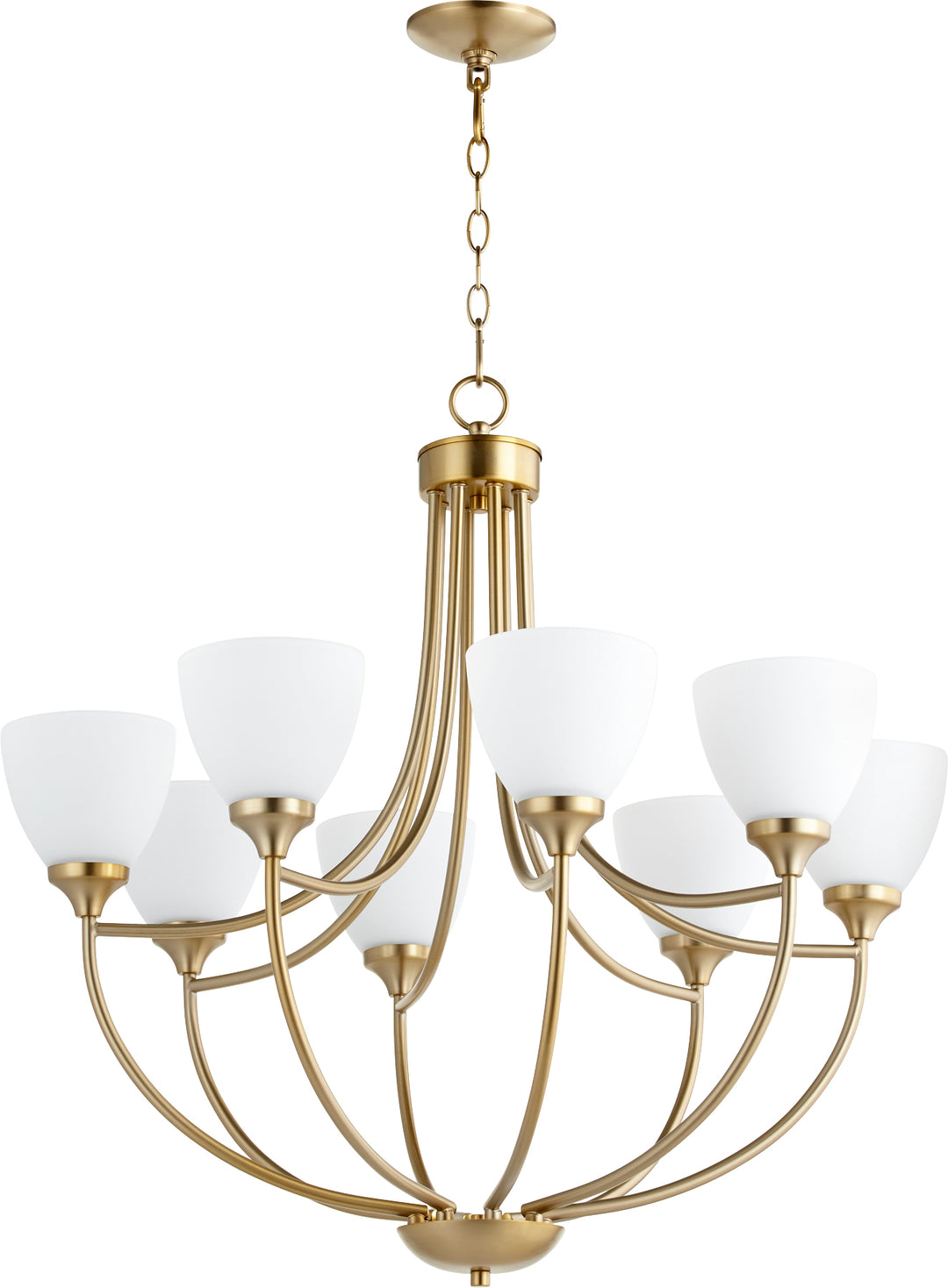 Lustre transitionnel à 8 lumières en laiton vieilli Enclave