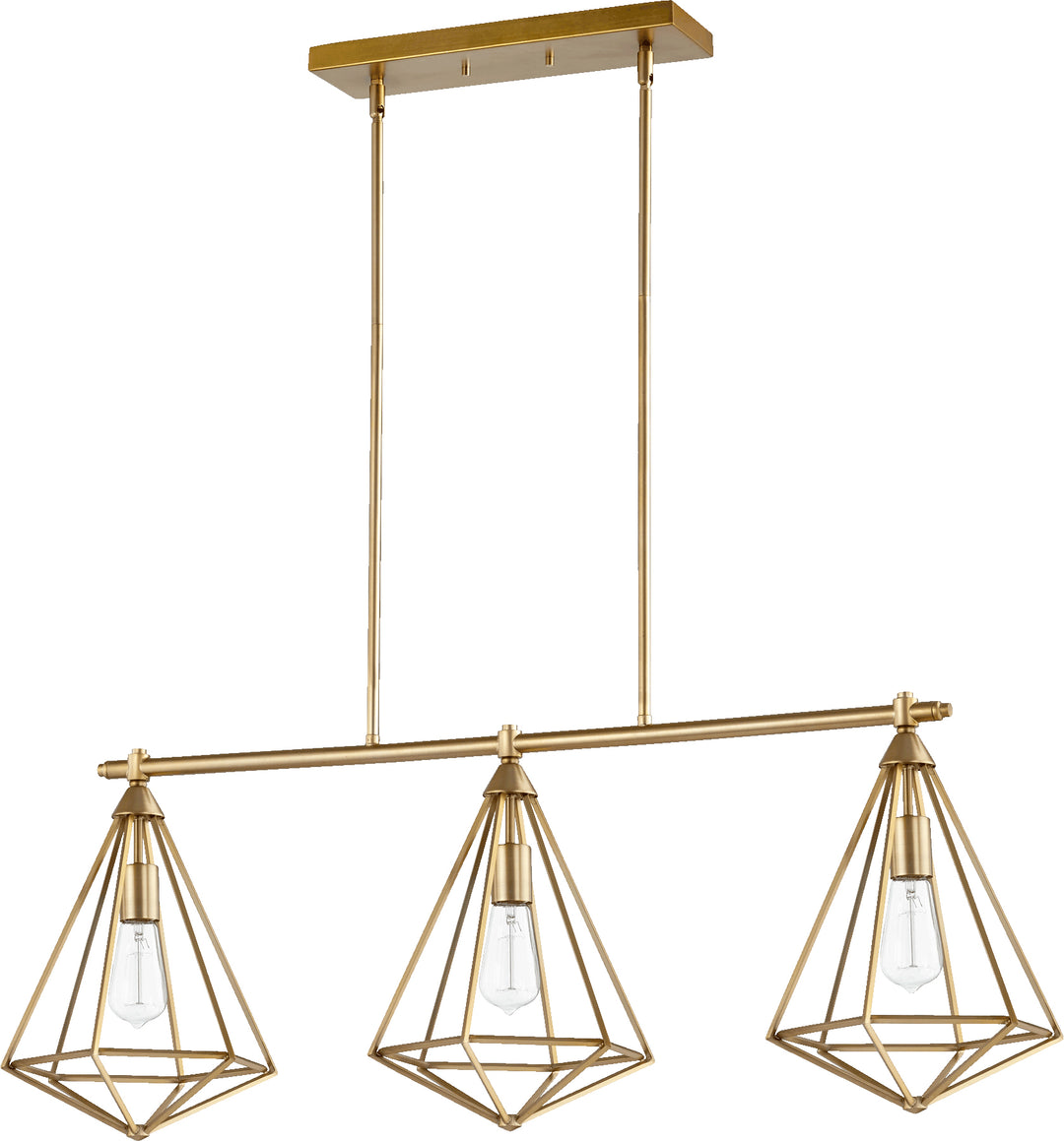 Bennett 3-Light Linear Pendant Light in Aged Brass – Modern Transitional Kitchen Island Fixture