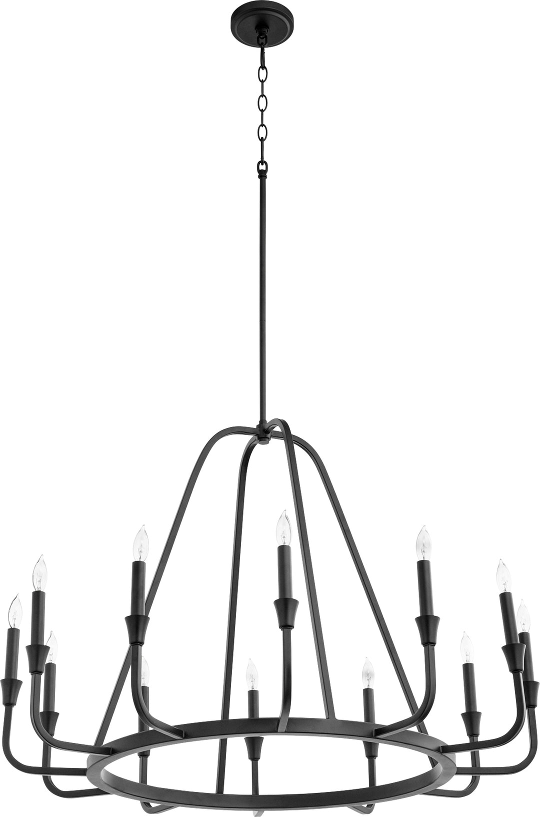 Marquee 12-Light Black Chandelier – Wagon Wheel Design for Dining Room, Foyer & Living Room