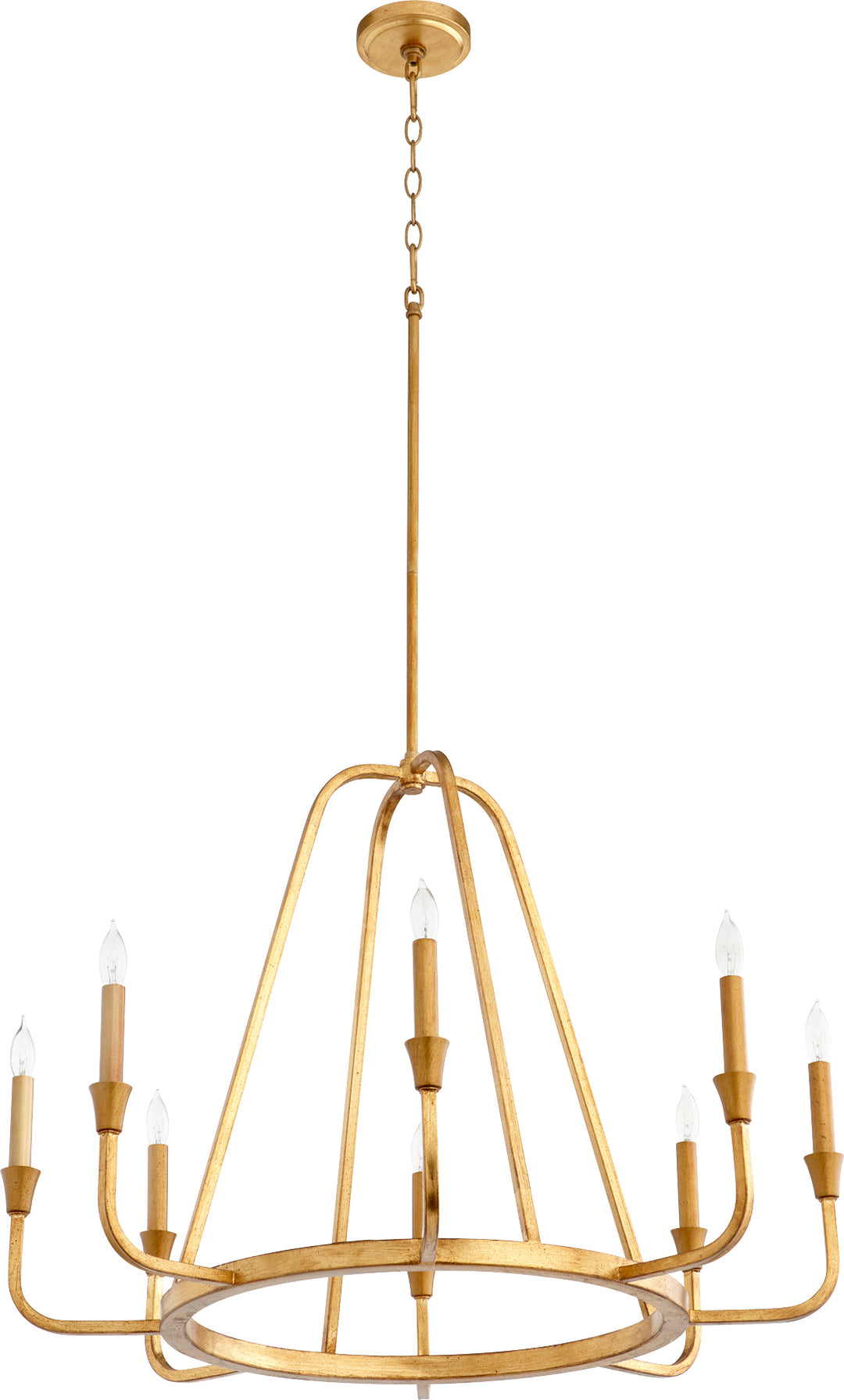 MARQUEE 8-Light Gold Leaf Chandelier – Modern Wagon Wheel Candelabra Ceiling Light