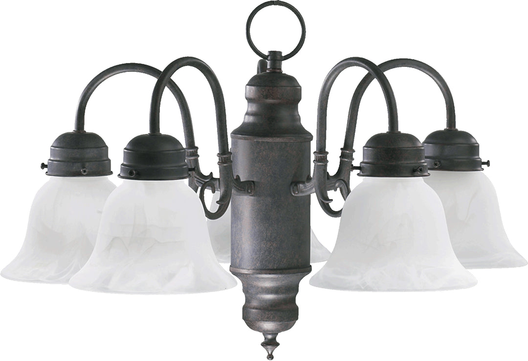 5 Light Traditional Oiled Bronze Chandelier – Toasted Sienna Finish, 100W Medium Base, Sloped Ceiling Compatible