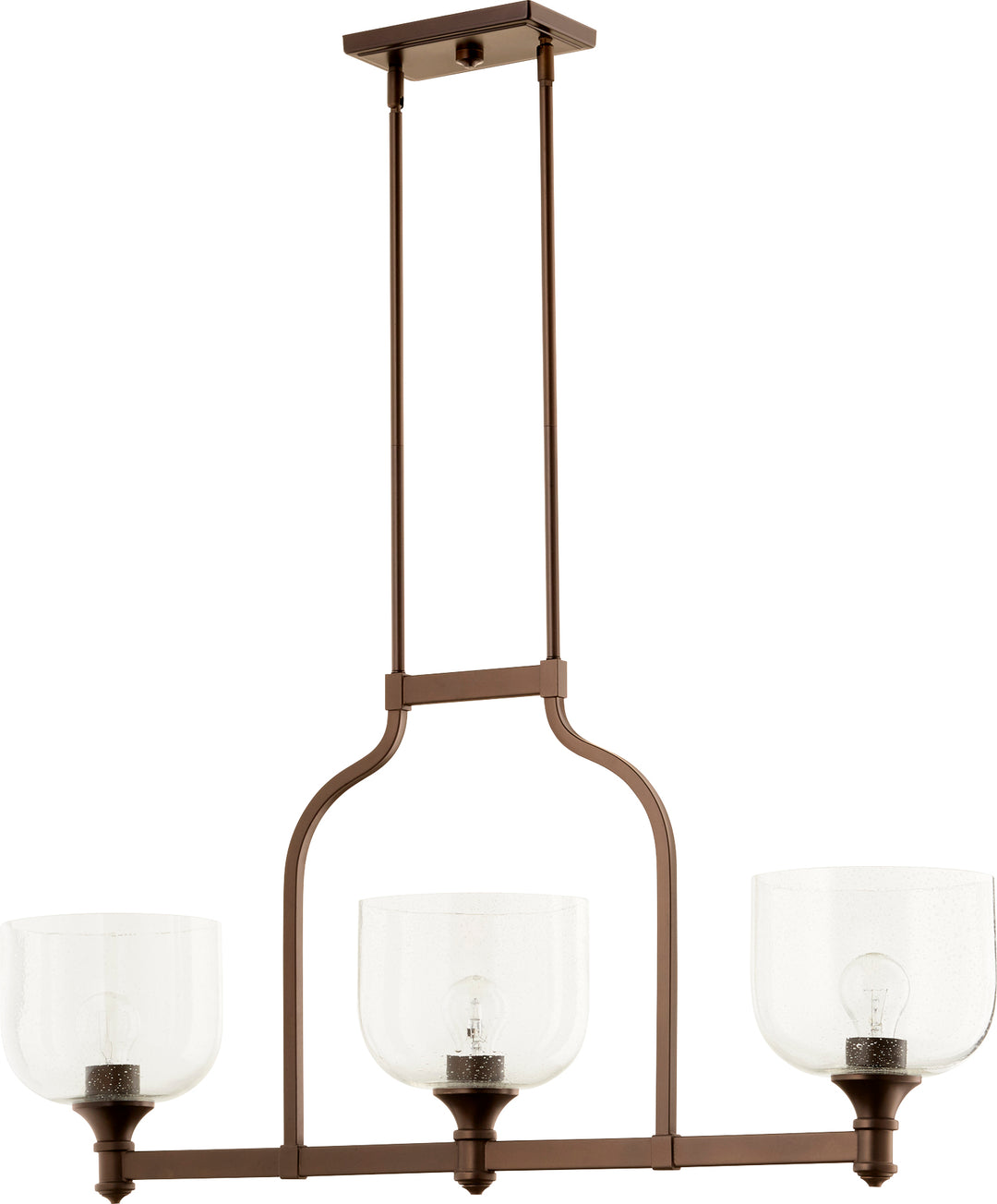 Luminaire suspendu linéaire traditionnel à 3 ampoules Richmond, bronze huilé