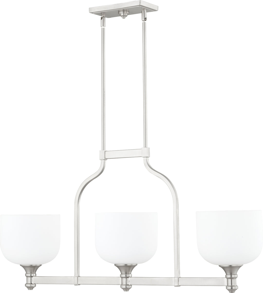 Luminaire suspendu linéaire transitionnel à 3 lumières en nickel satiné Richmond