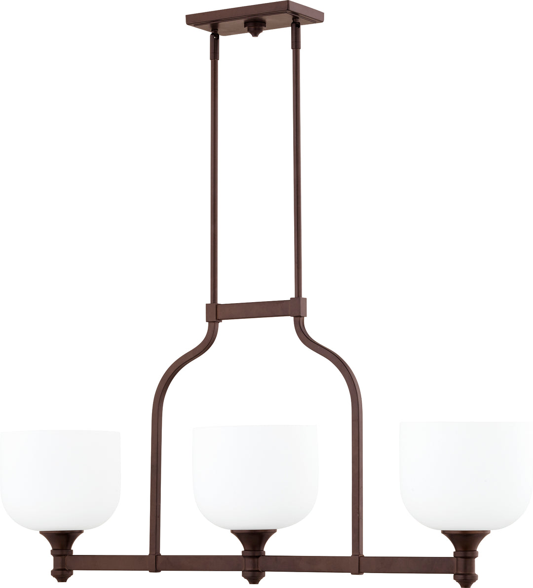 Luminaire suspendu linéaire transitionnel à 3 lumières Richmond, bronze huilé