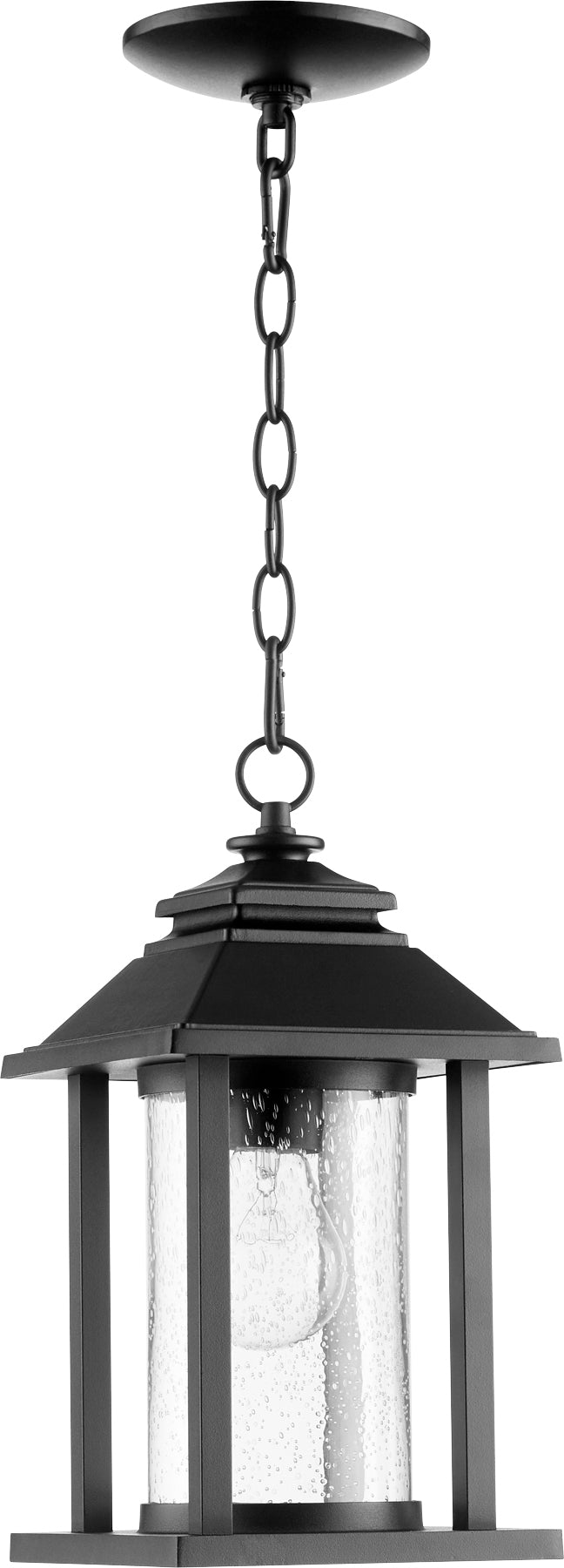 Luminaire suspendu d'extérieur noir à 1 ampoule 14 po Crusoe
