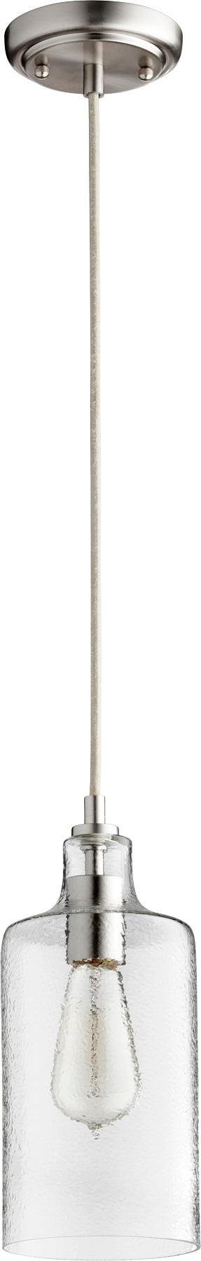 Satin Nickel Transitional Pendant Light – 1-Light Medium Base Hanging Fixture