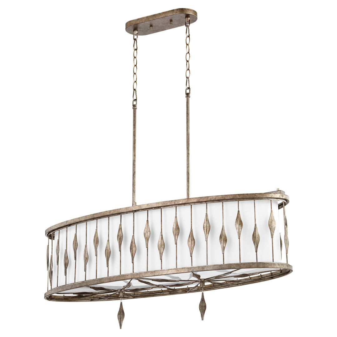 Luminaire suspendu linéaire transitionnel à 5 lumières gris persan Cordon