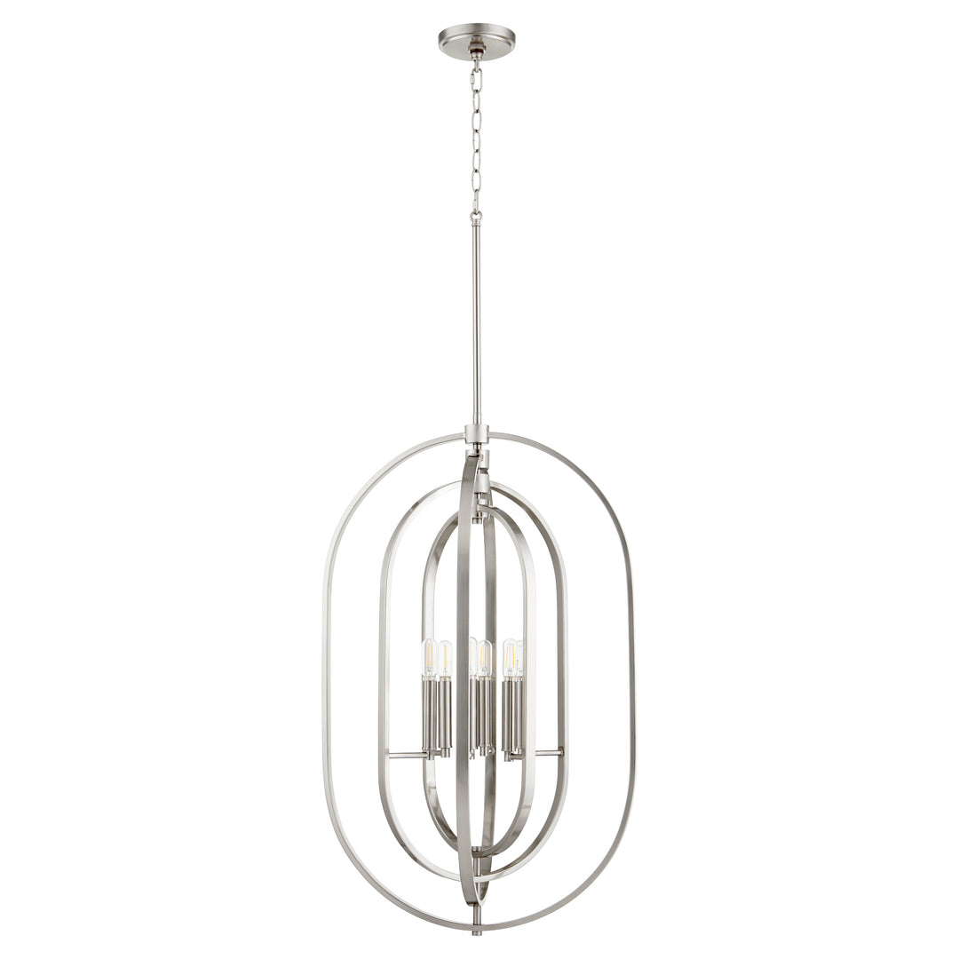Luminaire suspendu ovale à 6 lumières, nickel satiné