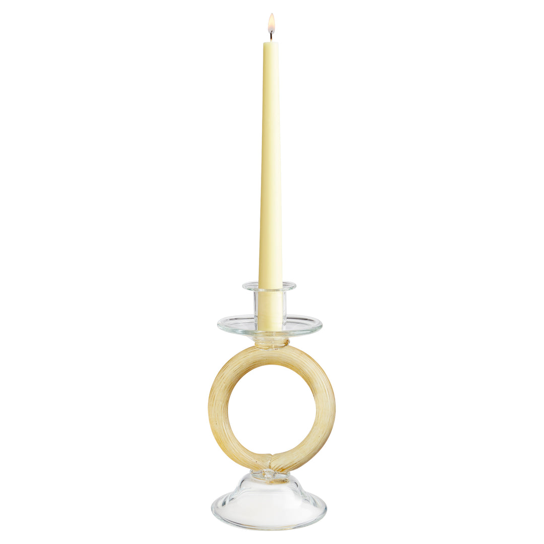 Medium Cirque Amber Glass Candle Holder – Decorative Tabletop Accent for Home Décor