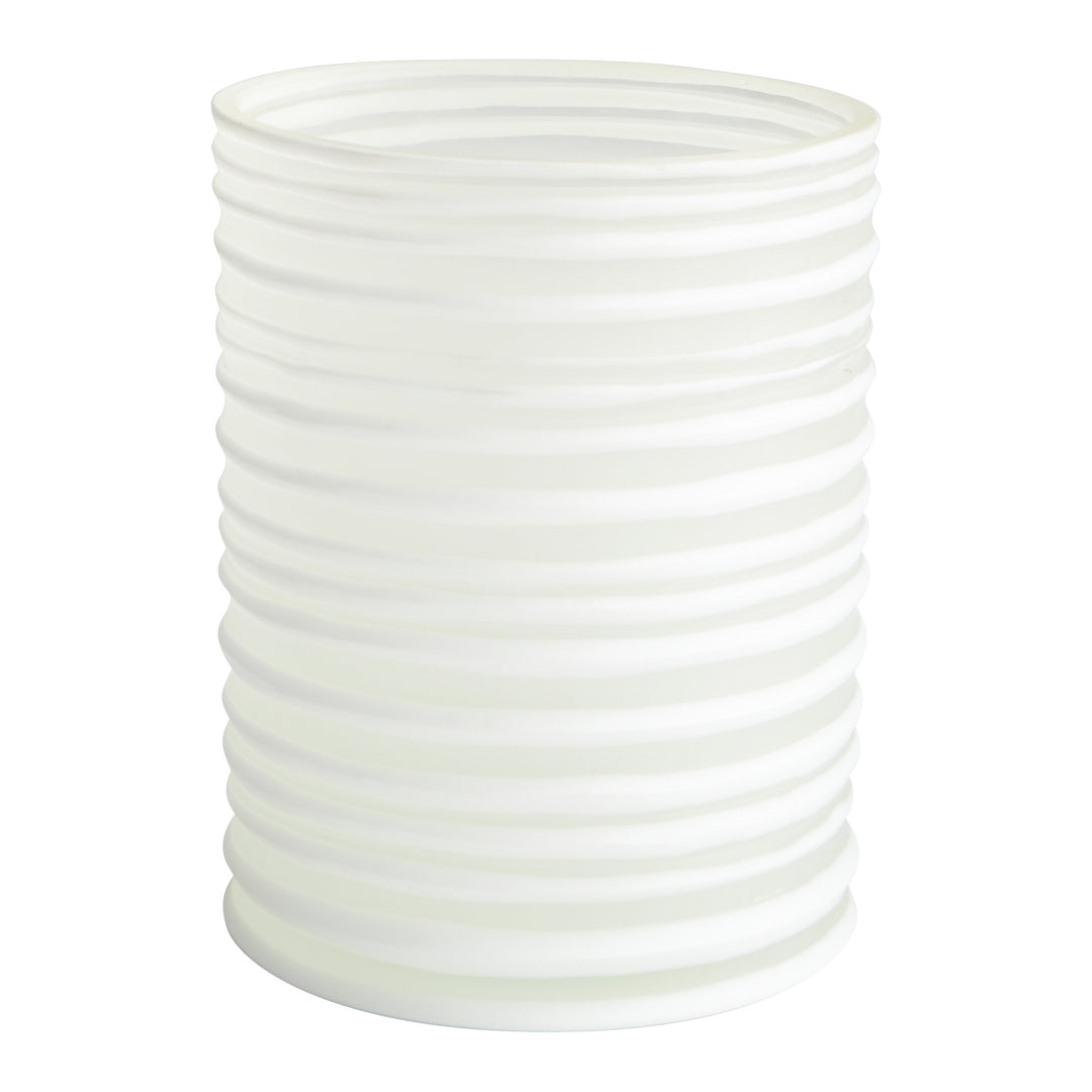 Large St. Vincent Spiral Glass Vase – White | Elegant Decorative Vase for Home or Office