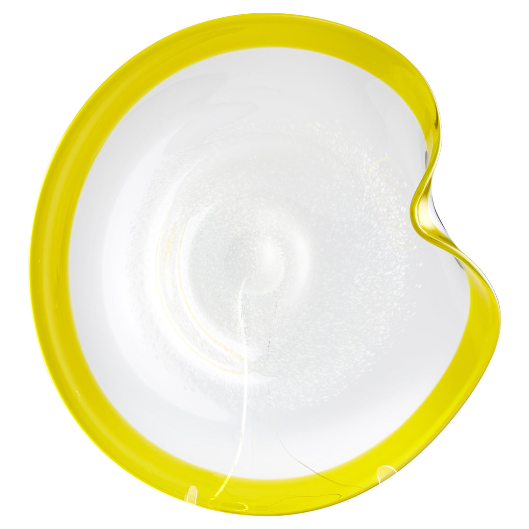 Large Cosmic Plate – Yellow and Clear Glass Decorative Display Plate