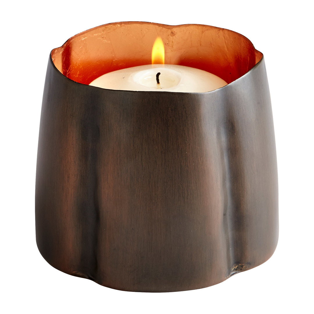 Fortuna Candleholder - Antique Copper & Copper Leaf