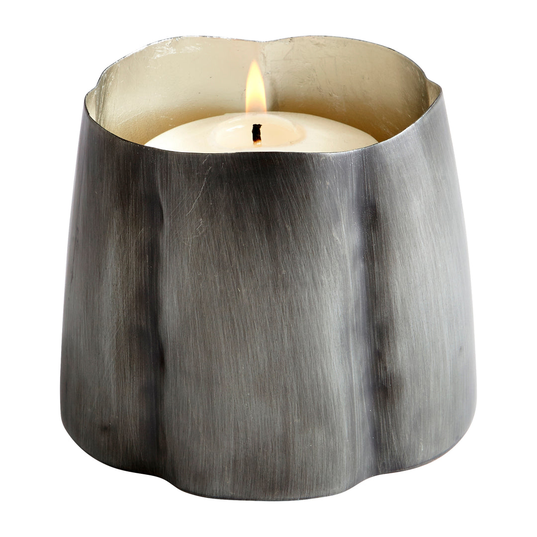 Fortuna Candleholder – Antique Zinc & Silver Leaf Iron Candle Holder for Home Décor