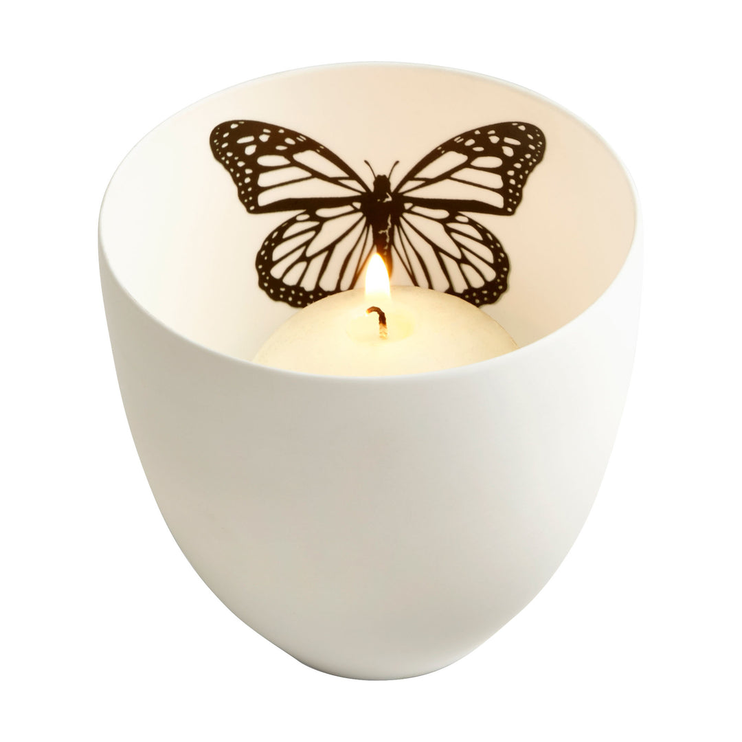 Medium White Ceramic Butterfly Candle Holder – Petalouda Candleholder for Home Décor, Gifts & Ambient Lighting