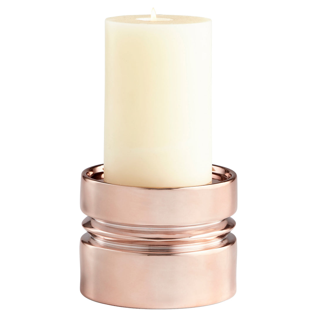 Small Copper Ceramic Candleholder – Decorative Sanguine Candle Holder for Home Décor, Tabletop & Mantel Accents