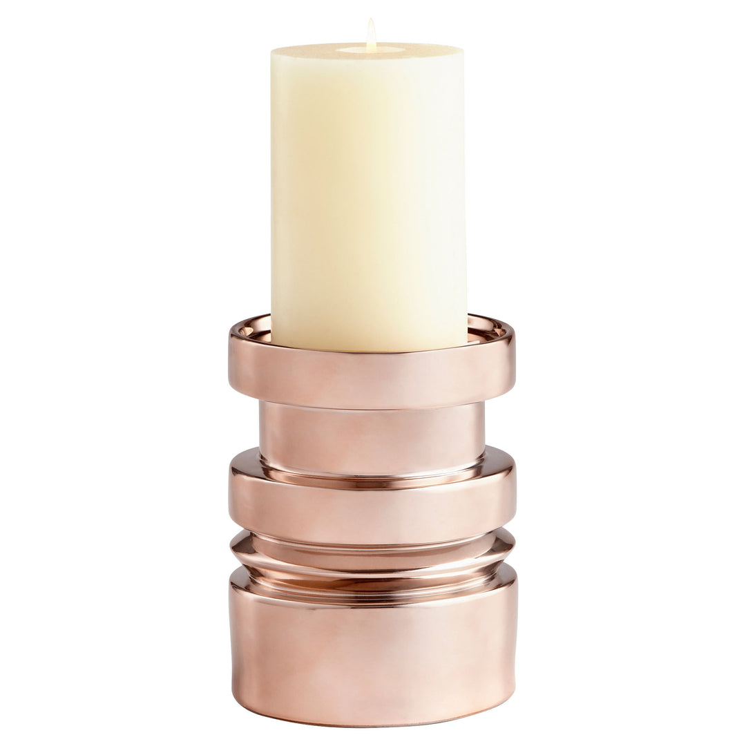 Medium Sanguine Candleholder – Copper Finish Ceramic Candle Holder for Home Décor, Table Centerpiece, Mantel or Console Accent