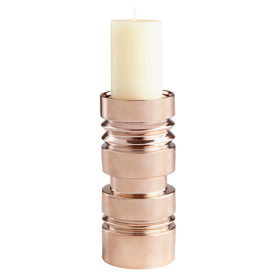 Large Copper Ceramic Candleholder – Decorative Sanguine Etched Candle Holder for Home Décor