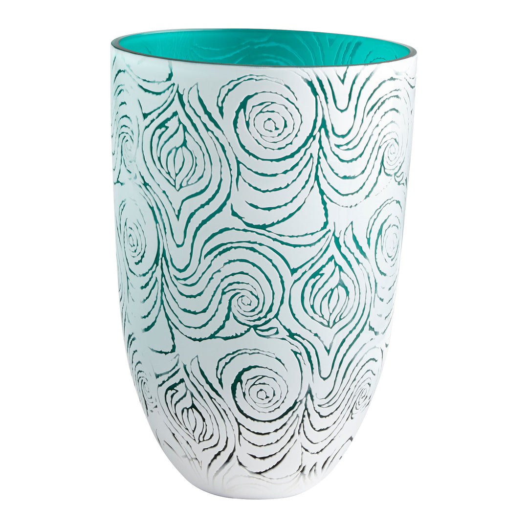 Large Destin Vase – White and Green Glass Vase for Home Decor, Floral Arrangements, and Events