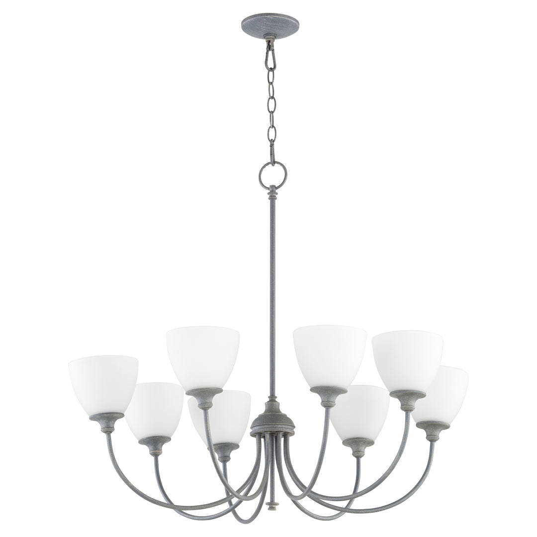 CELESTE 8 Light Chandelier in Zinc Finish with Glass Shades – Modern Transitional Ceiling Light Fixture