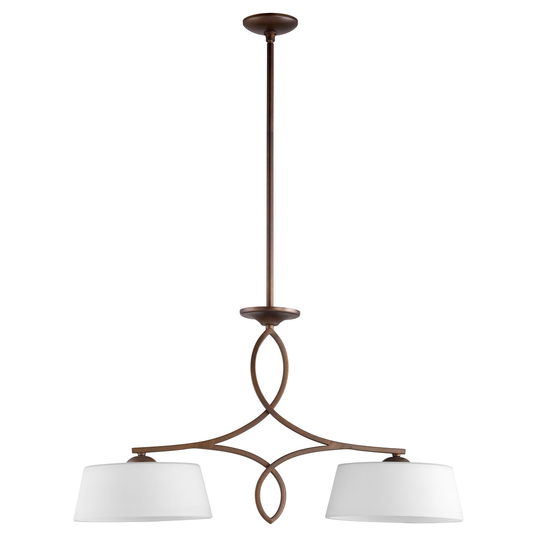 Luminaire suspendu WILLINGHAM à 2 lumières - Bronze huilé avec opale satinée