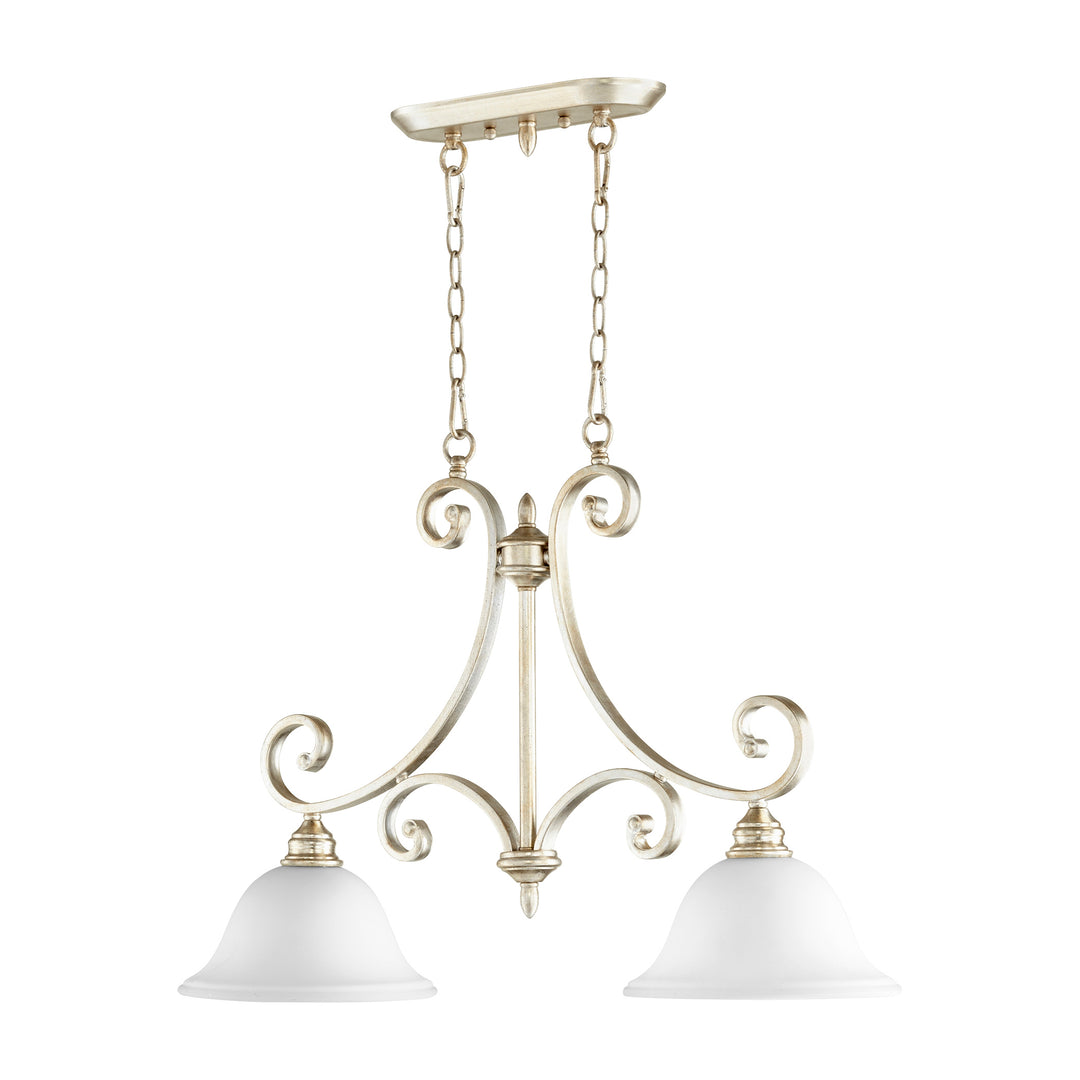 Luminaire suspendu à 2 lumières BRYANT, feuille d'argent vieilli