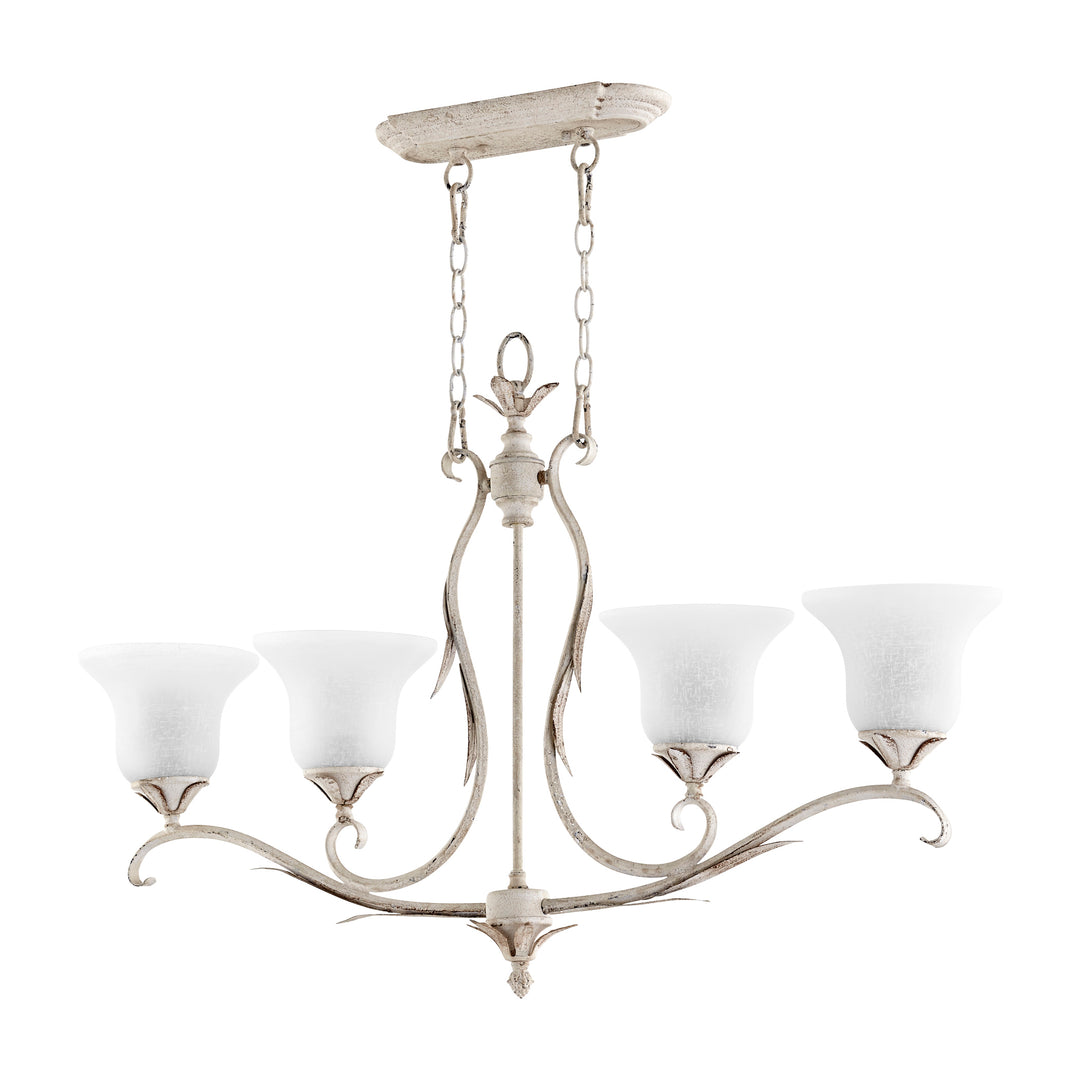 Luminaire suspendu FLORA à 4 lumières - Blanc persan avec lin blanc