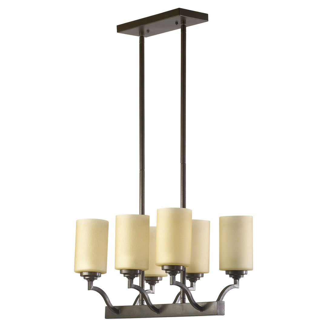 ATWOOD 6 Light Chandelier in Oiled Bronze with Glass Shades – Transitional Steel Hanging Ceiling Light Fixture for Dining Room, Living Room, Entryway