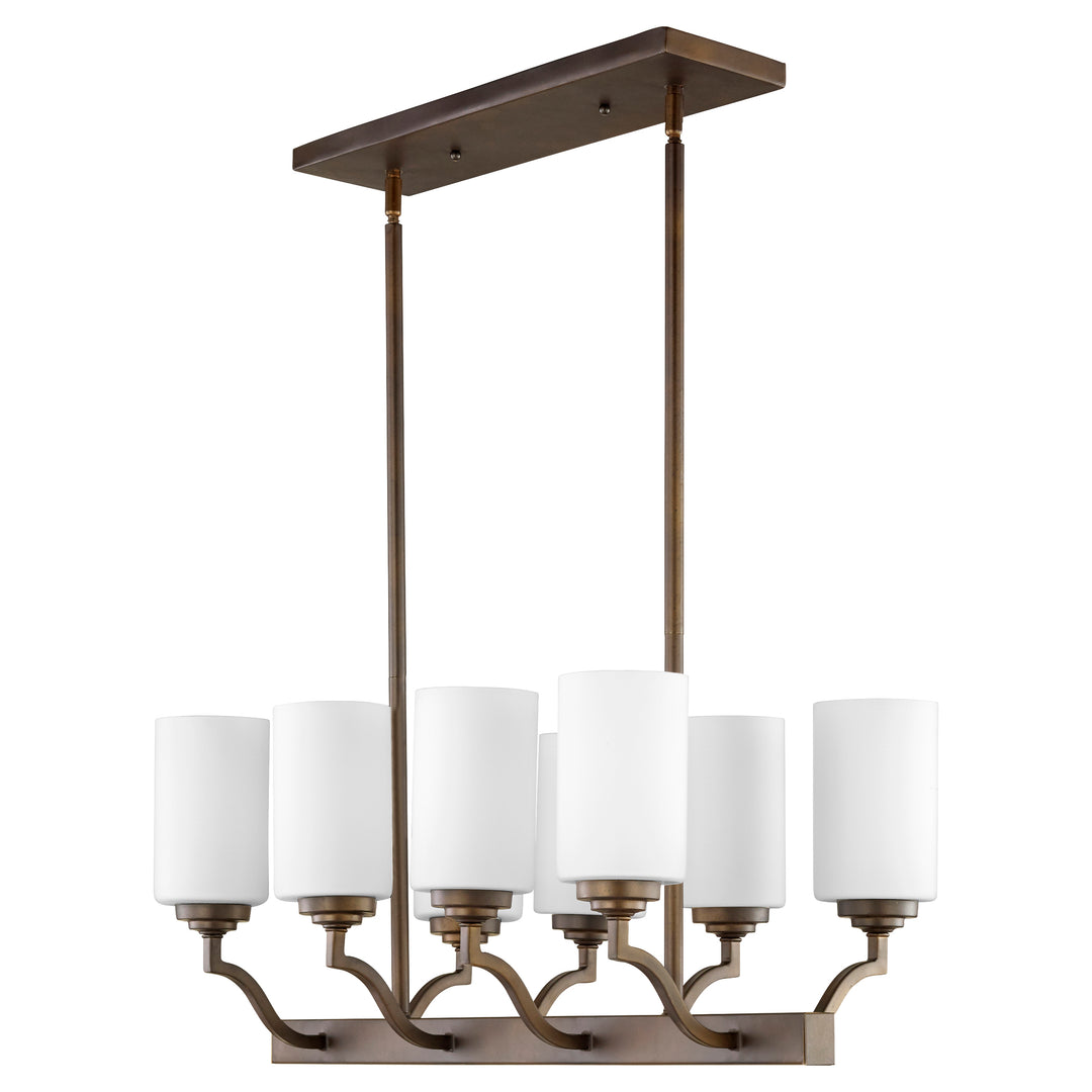ATWOOD 8 Light Chandelier – Oiled Bronze with Satin Opal Glass | Transitional Ceiling Light Fixture