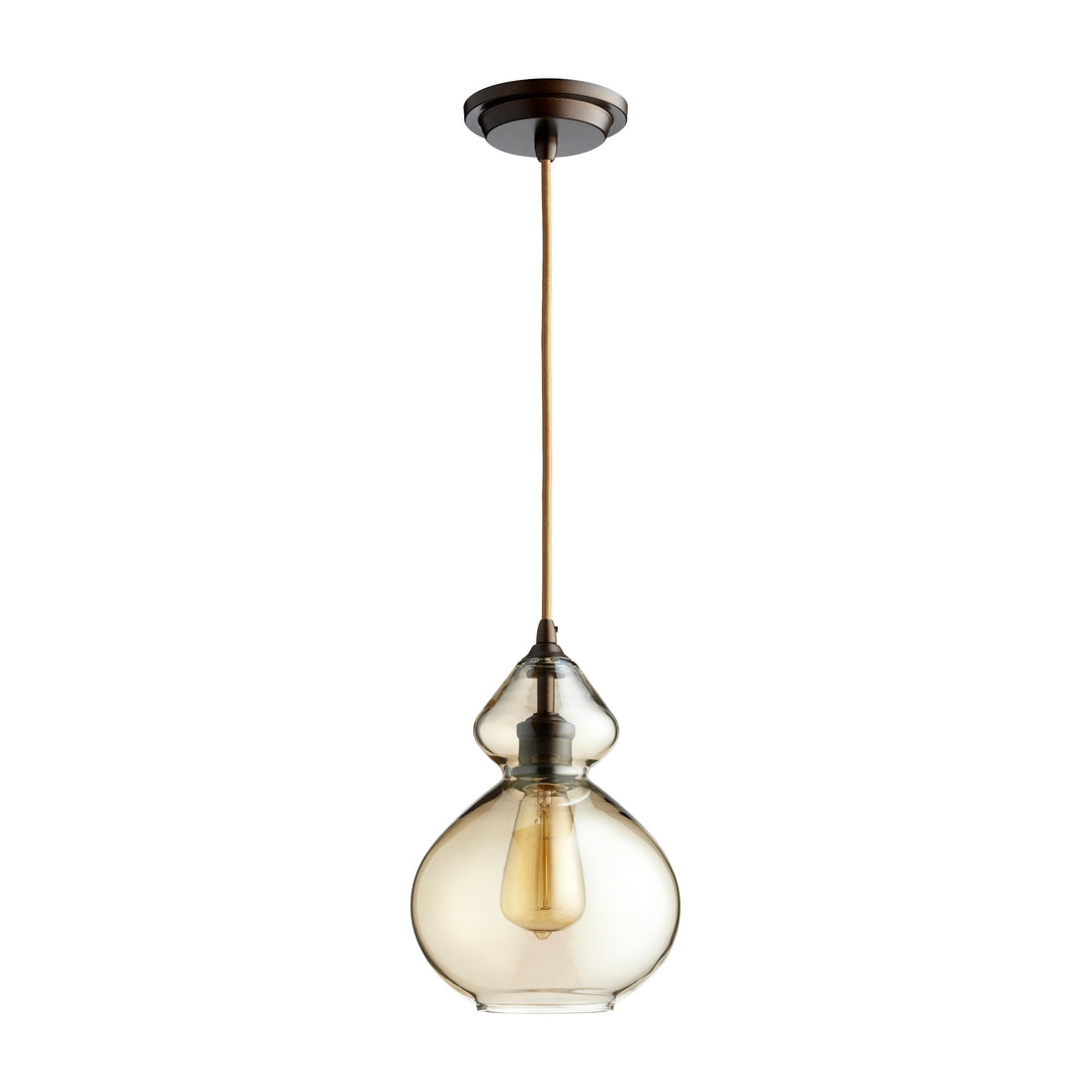 Suspension FILAMENT - Bronze huilé avec Ambre