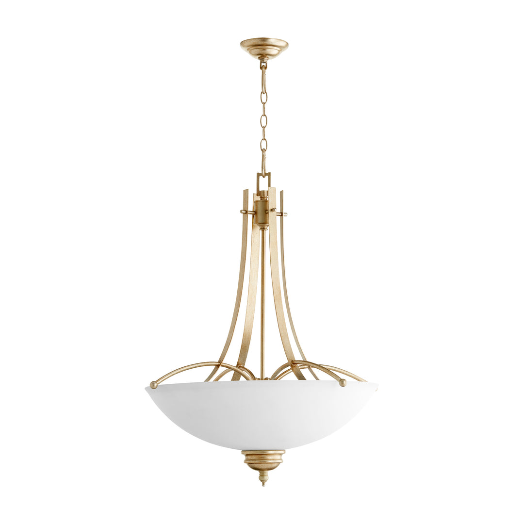 Luminaire suspendu à 5 lumières ASPEN - Feuille d'argent vieilli