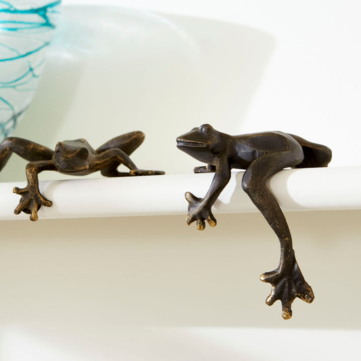2 piece Iron Frogs | Rustic Metal Sculptures - Garden Décor