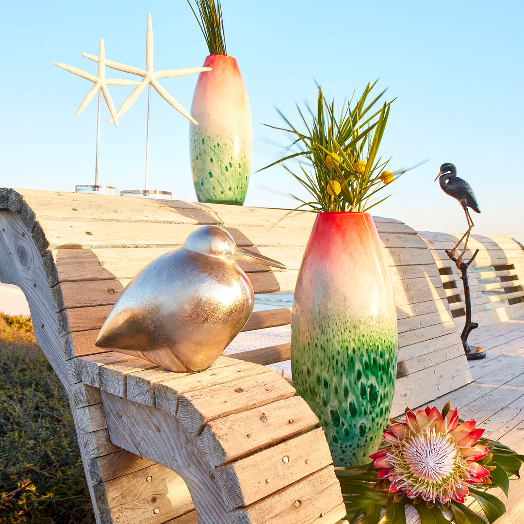 Macaw Vase | Red & Green | Small Tropical Vase