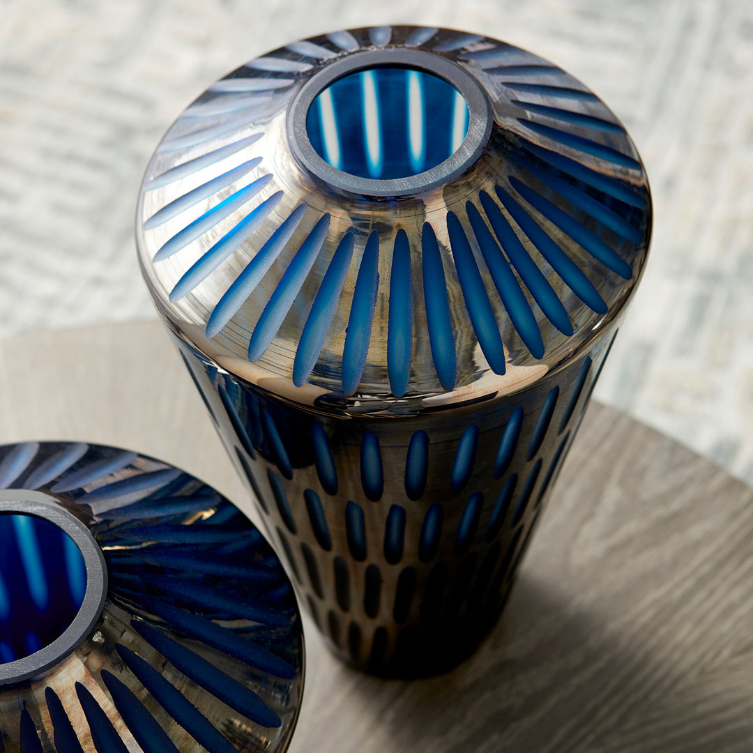 Toreen Vase | Blue-Squat | Decorative Blue Vase