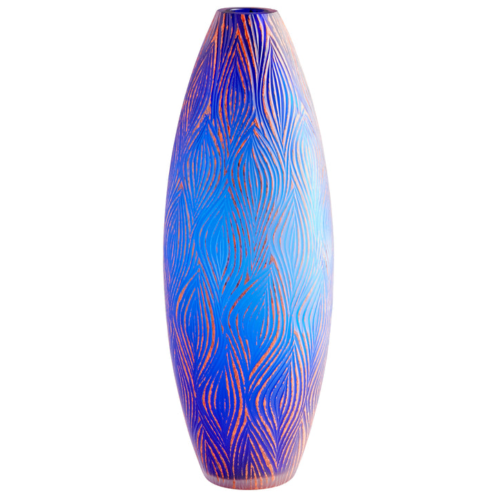 Fused Groove Vase | Blue | Modern Blue Vase