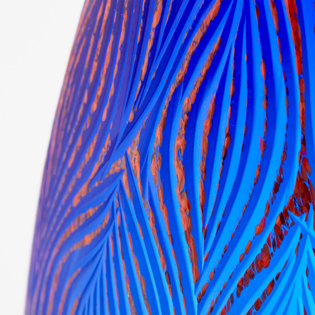 Fused Groove Vase | Blue | Modern Blue Vase