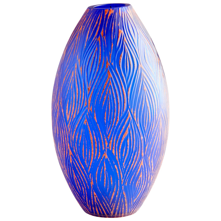 Fused Groove Vase | Blue | Small Blue Vase