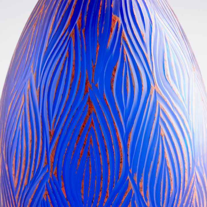 Fused Groove Vase | Blue | Small Blue Vase