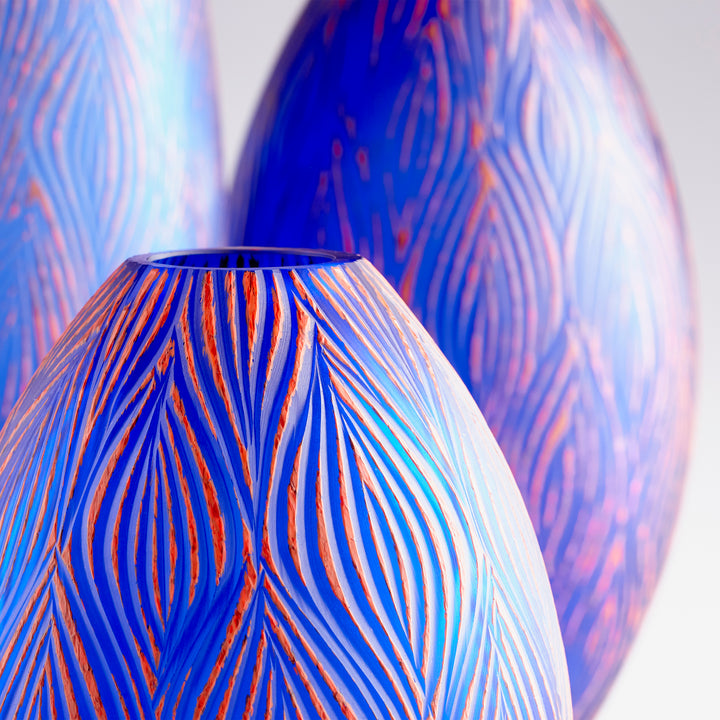 Fused Groove Vase | Blue | Small Blue Vase
