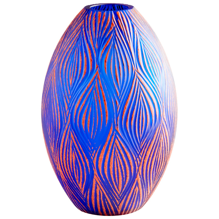 Fused Groove Vase | Blue | Large Blue Vase