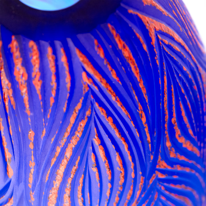 Fused Groove Vase | Blue | Large Blue Vase
