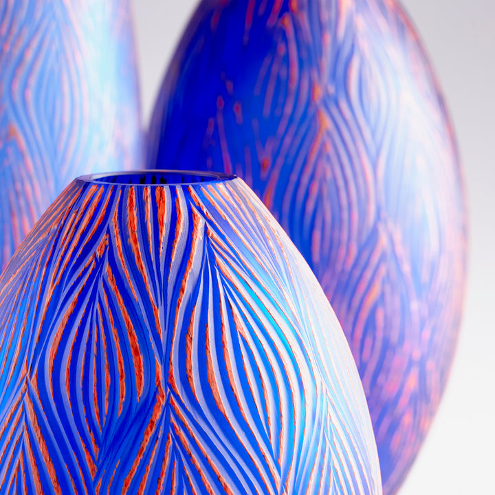 Fused Groove Vase | Blue | Large Blue Vase