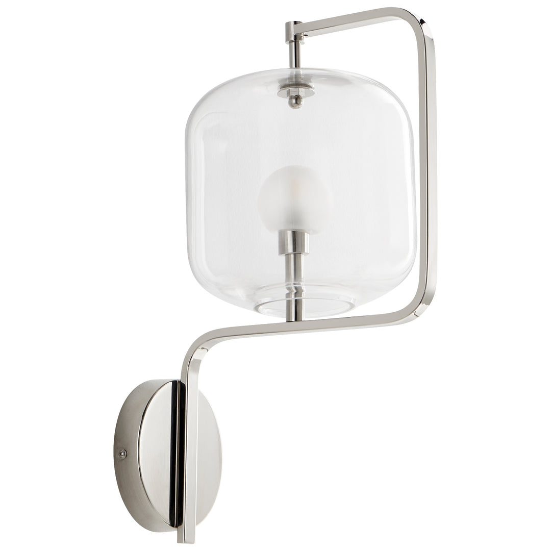 Isotope Wall Sconce | Contemporary Polished Nickel Wall Sconce with Glass Shade – Llama Luxe Collection