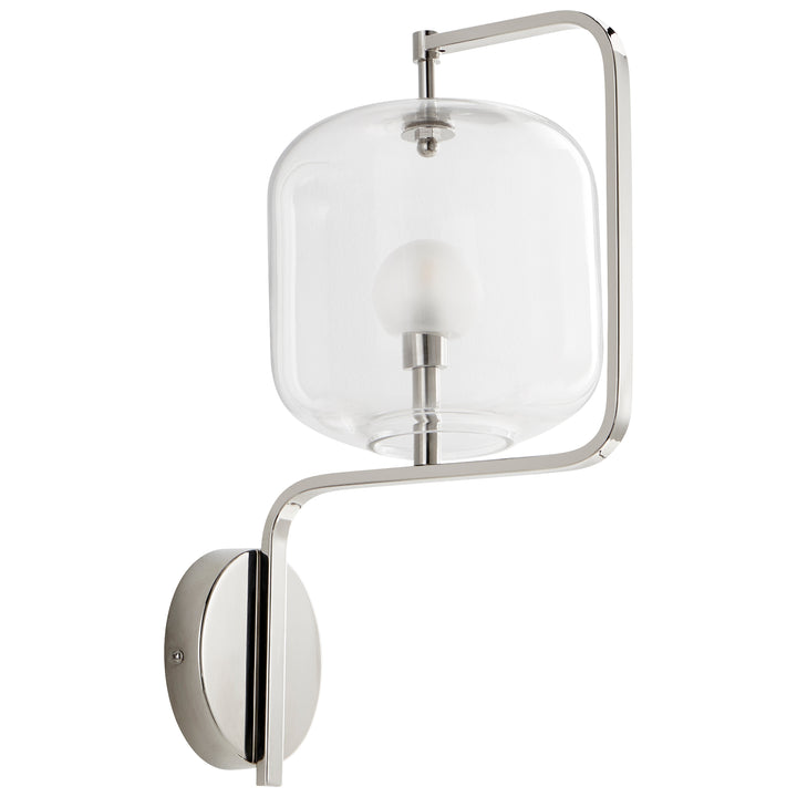 Isotope Wall Sconce | Contemporary Polished Nickel Wall Sconce with Glass Shade – Llama Luxe Collection