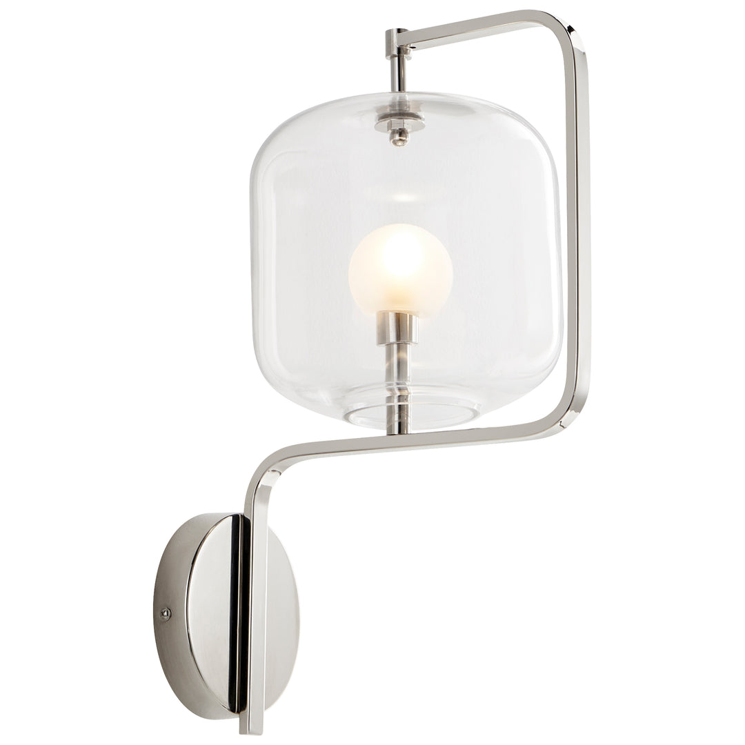 Isotope Wall Sconce | Contemporary Polished Nickel Wall Sconce with Glass Shade – Llama Luxe Collection