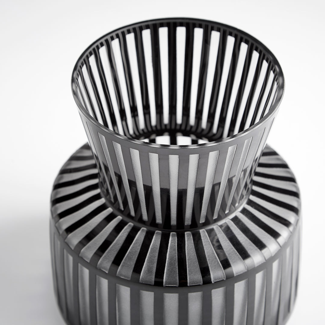 Lined Up Vase | Black-Small | Small Black Decorative Vase